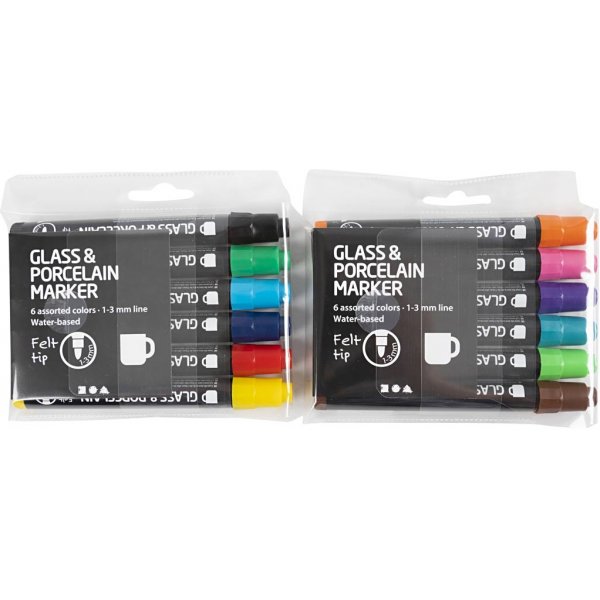 Merkintäkynät lasille ja posliinille - puoliläpinäkymätön - 12 kpl Merkintäkynät lasille ja posliinille - puoliläpinäkymätön - 12 kpl