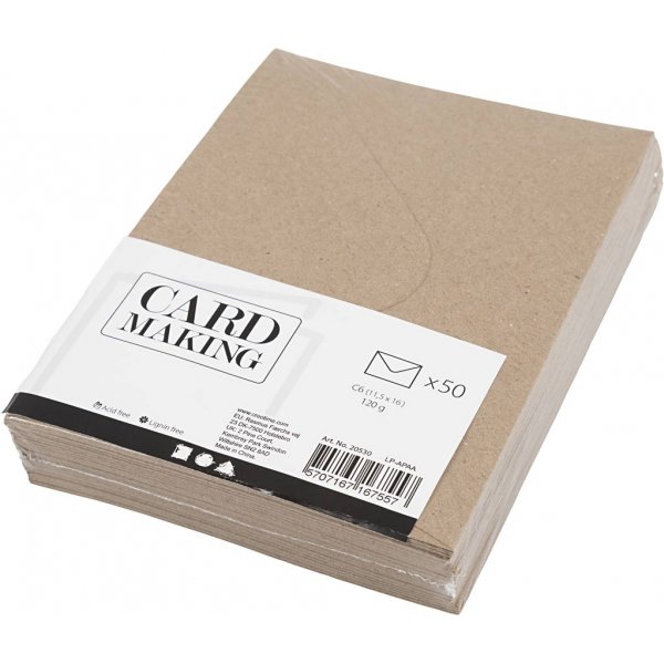 Kierrätetty kirjekuori - luonnollinen - 11,5 x 16 cm - 50 kpl Kierrätetty kirjekuori - luonnollinen - 11,5 x 16 cm - 50 kpl