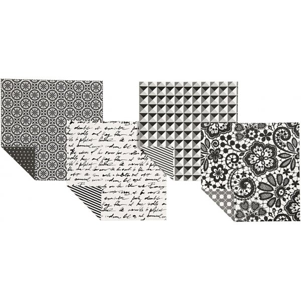 Origamipaperi - musta/valkoinen - 10 x 10 cm - 50 arkkia