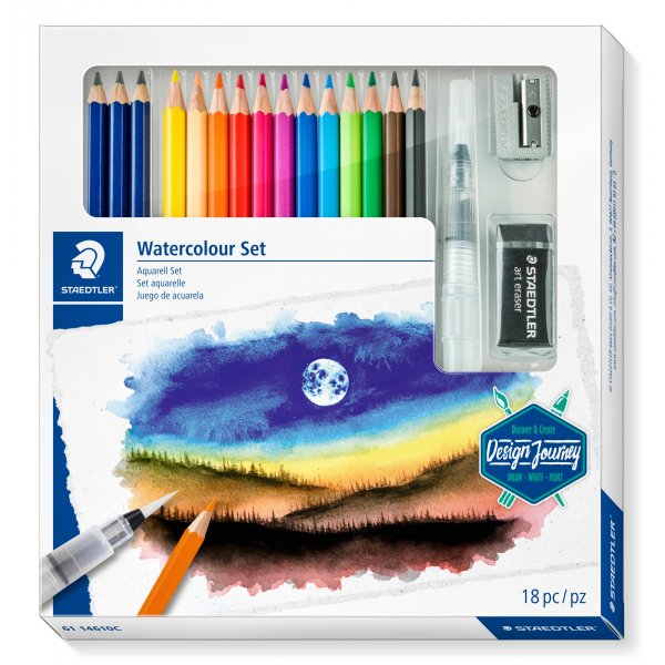 Akvarellisetti Pencils Design Journey - 18 osaa