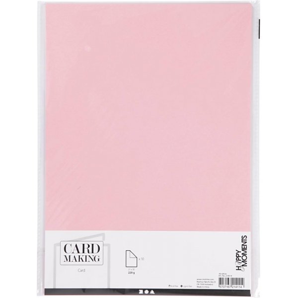 Pahvi - vaaleanpunainen - A4 - 10 kpl