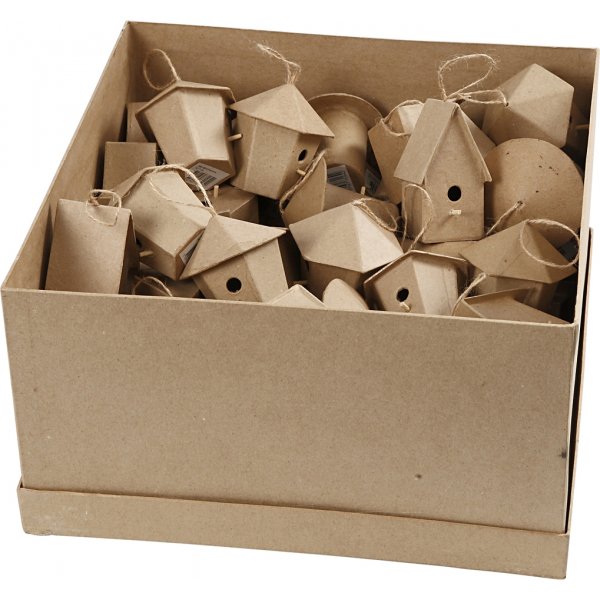 Lintumajat - papier-mâché - mini - 6 x 10 kpl Lintumajat - papier-mâché - mini - 6 x 10 kpl