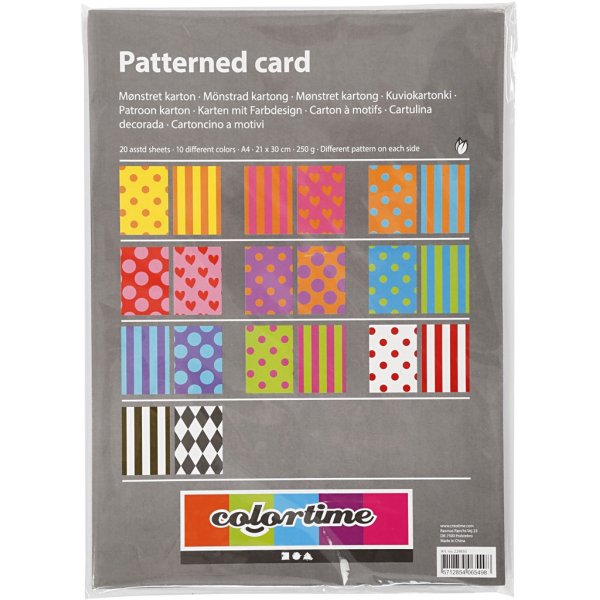 Kuvioitu pahvi - sekavrej - A4 20 arkkia