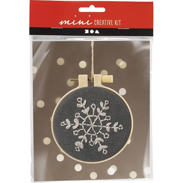 Mini DIY Kit Embroidery - harmaa - Snowflake