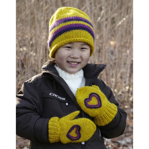 Neulekuvio - Rukkaset & hattu (junior-koot) sydnkuviolla