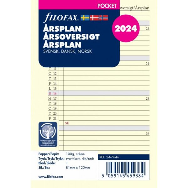 Tytt System Calendar Pocket 2024:lle - vuosisuunnitelma