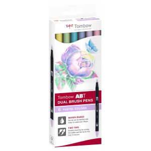Tombow ABT Dual Brush -kyn� pastelliv�reill�, 6 kpl