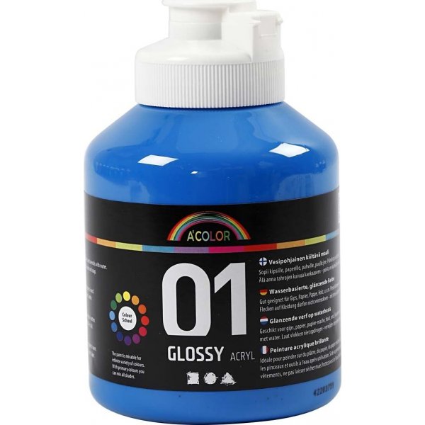 Koulumaali - Akryyli - perussininen - kiiltv - 500 ml
