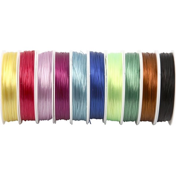 Elastinen korulanka - 1 mm - sekavri - 10 x 25 m