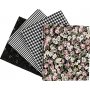 Patchwork kangas - musta - 4 kpl