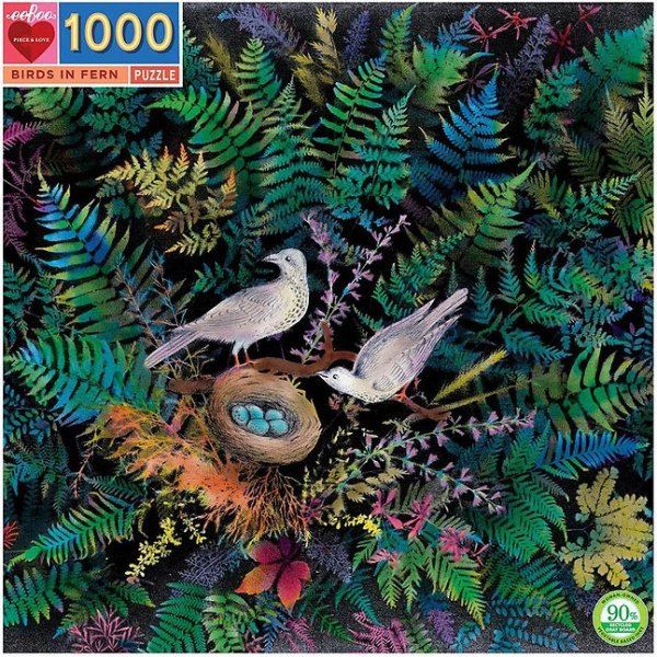 Palapeli 1008 palaa - Lintu saniaisen pensaassa