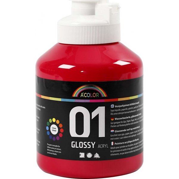 Koulumaali - Akryyli - primääripunainen - kiiltävä - 500 ml