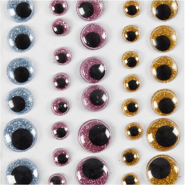 Rullasilmät - vaaleansininen - kulta - vaaleanpunainen - 54 kpl Rullasilmät - vaaleansininen - kulta - vaaleanpunainen - 54 kpl