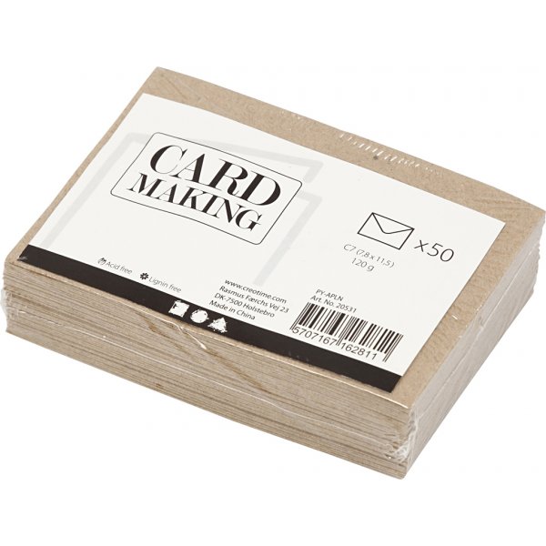 Kierrtetty kirjekuori - luonnollinen - 7,8 x 11,5 cm - 50 kpl