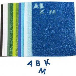 Koristeellinen pehme� kumivaahtomuovilevy 14x25 cm 2 mm Sininen/Vihre� Harmonia 12 kpl