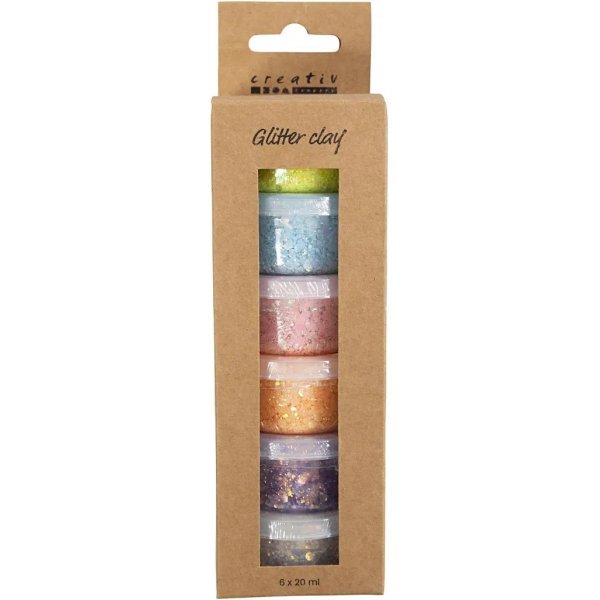 Glitter savi, pastellivrit, 6x20 ml