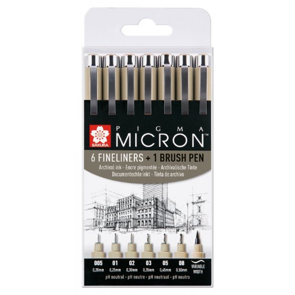 Fineliners Pigma Micron Archival Resistant - 7 kyn