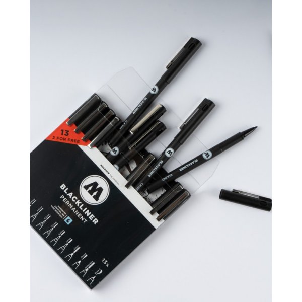 Fineliner - Molotow - UUSI Basic blackliner - tydellinen setti - 13 kpl