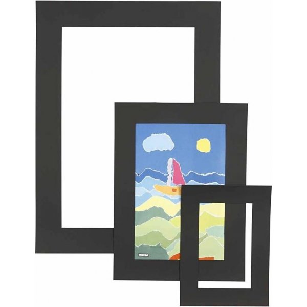 Passepartout-kehykset - musta - A3, A4, A5 - 75 kpl