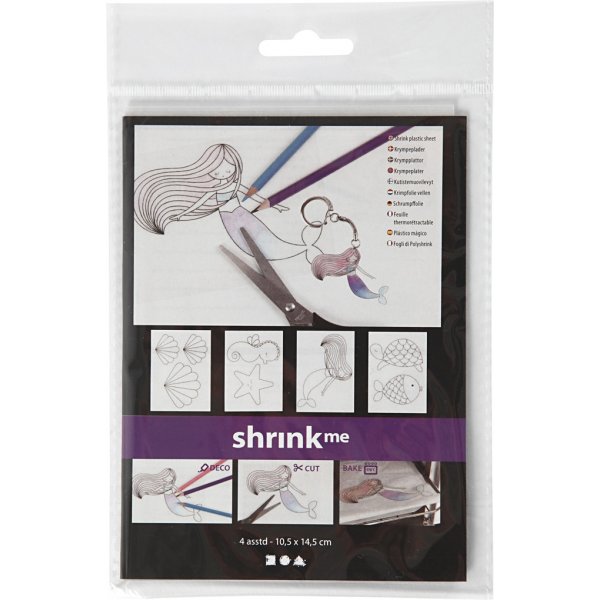 Kutistemuovilevy kuviolla - matta lpinkyv - Merenneito - 4 arkkia