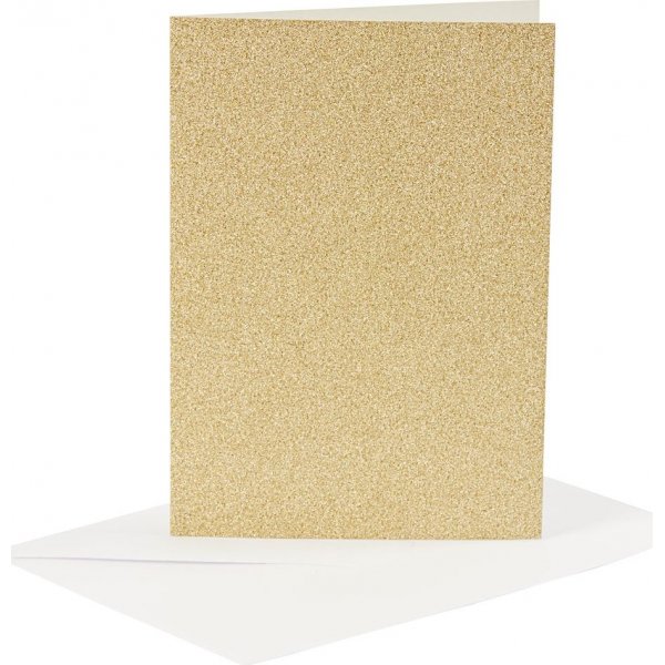 Kortit ja kirjekuoret - kulta - glitter - 11,5 x 16,5 cm - 4 sarjaa