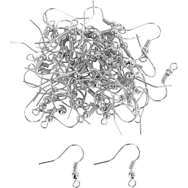 Ranskalainen korvakoukku - hopeoitu - 100 kpl Ranskalainen korvakoukku - hopeoitu - 100 kpl