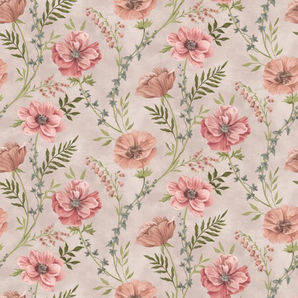 Suojapeitteet PVC-kukat - beige/vaaleanpunainen