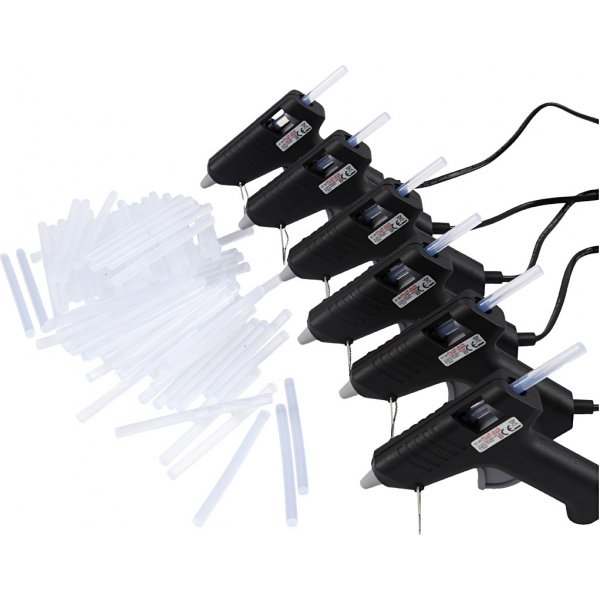 Liimapistoolit liimalla -130 °C - Matala lämpötila - Sarja 6 pistoolia ja 200 liimapuikkoa Liimapistoolit liimalla -130 °C - Matala lämpötila - Sarja 6 pistoolia ja 200 liimapuikkoa