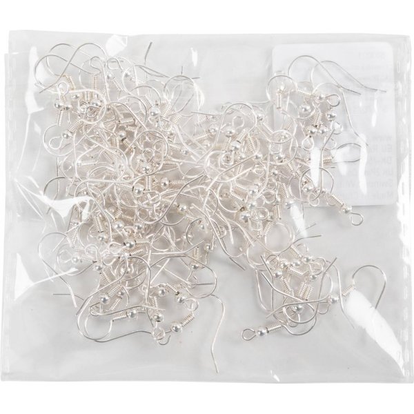 Ranskalainen korvakoukku - hopeoitu - 100 kpl Ranskalainen korvakoukku - hopeoitu - 100 kpl