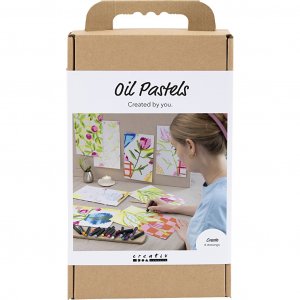 Tee-se-itse-setti �ljypastelliv�reill�, kukkia, sekav�rej�, 8 aihetta