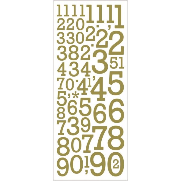 Glitter-tarrat - kulta - numerot - 2 arkkia