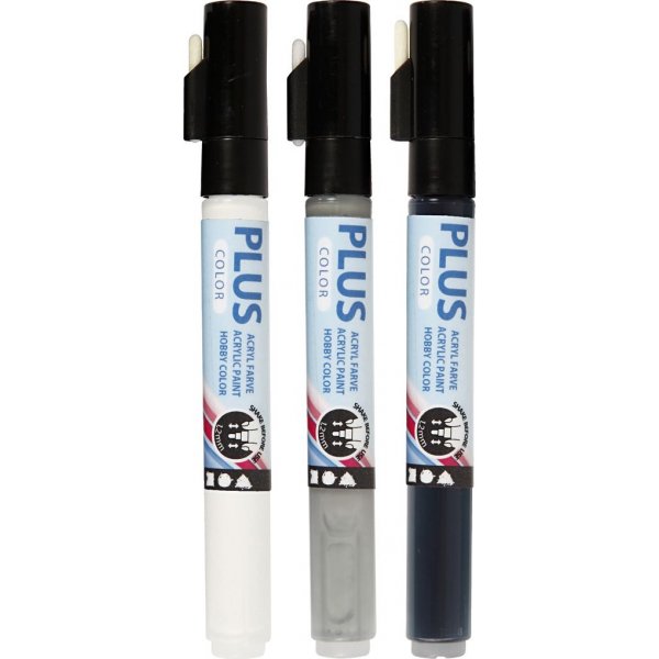 Plus Color Marker - musta - luonnonvalkoinen - sateenharmaa - 3 kpl