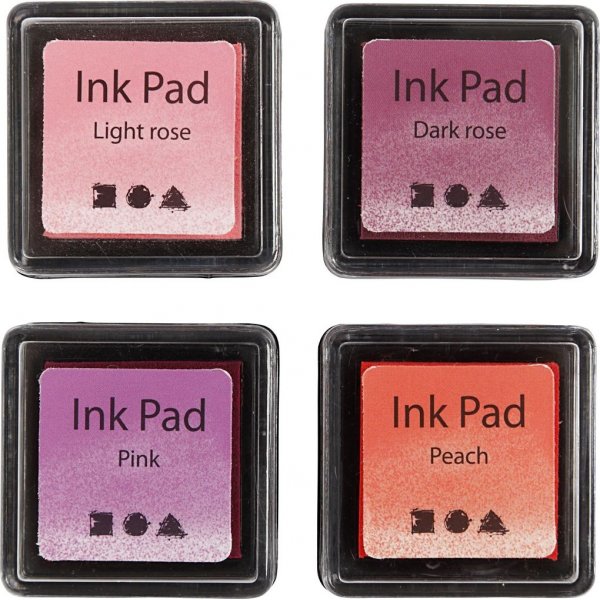 Postimerkkityyny 3,5 x 3,5 cm - persikka - pinkki - vaalea pinkki - tummanpunainen - 4 kpl