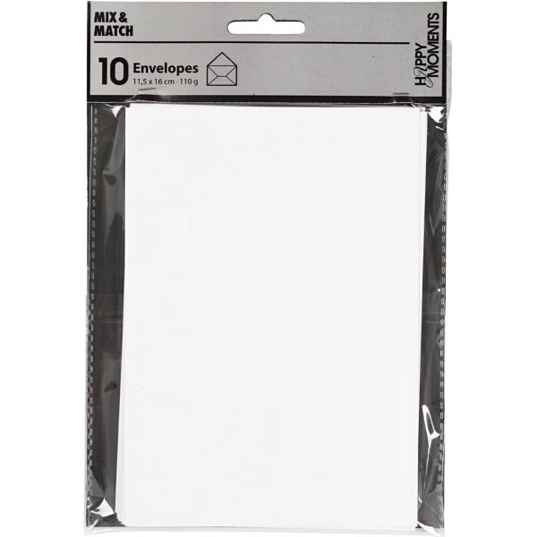 Kirjekuori - valkoinen - 11,5 x 16 cm - 10 kpl