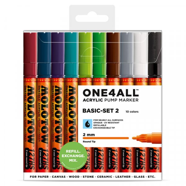 Akryylimerkit One4All 2mm 10 kynää - Basic II