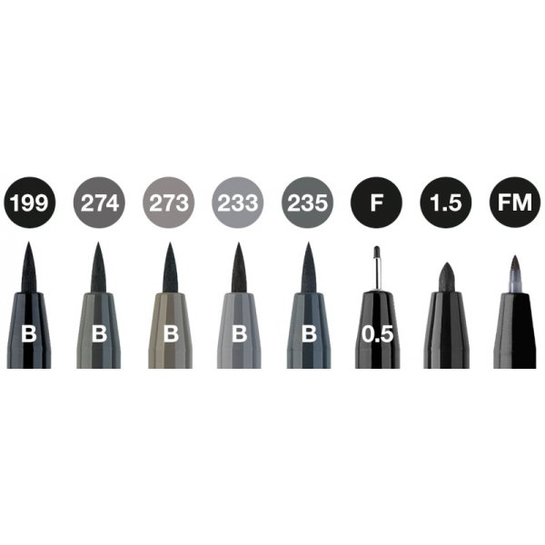Piirustuskynäsarja - Faber-Castell - Pitt Artist - 8 kynää (5F)