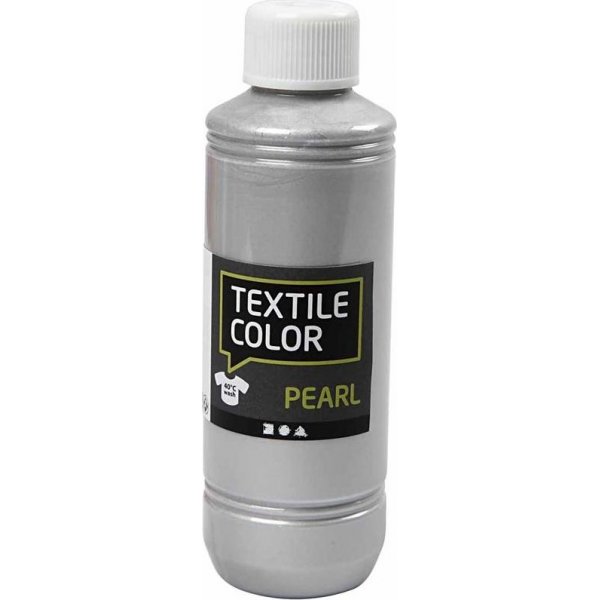 Tekstiiliväri - hopea - helmiäinen - 250 ml
