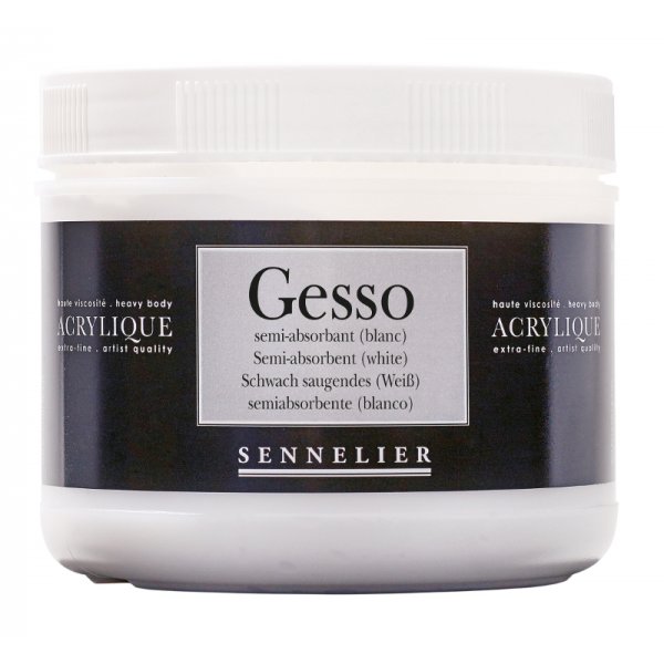 Akryyli medium Sennelier 500 ml - Puoliimukykyinen Gesso (valkoinen)