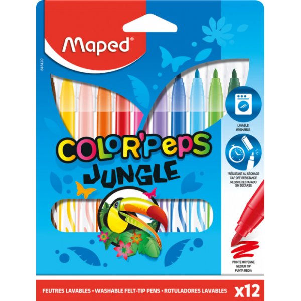 Kuitukynsarja - Maped - Color'Peps "Long life" 12 pestv viidakkoteemaista kyn