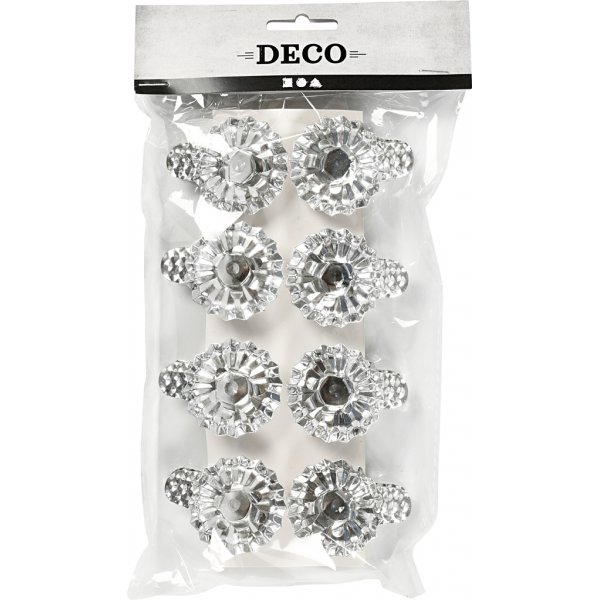 Valoklipsi - hopeoitu - 40 mm - 8 kpl