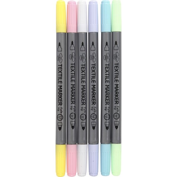 Tekstiilimerkit - pastellivrit - 6 kpl
