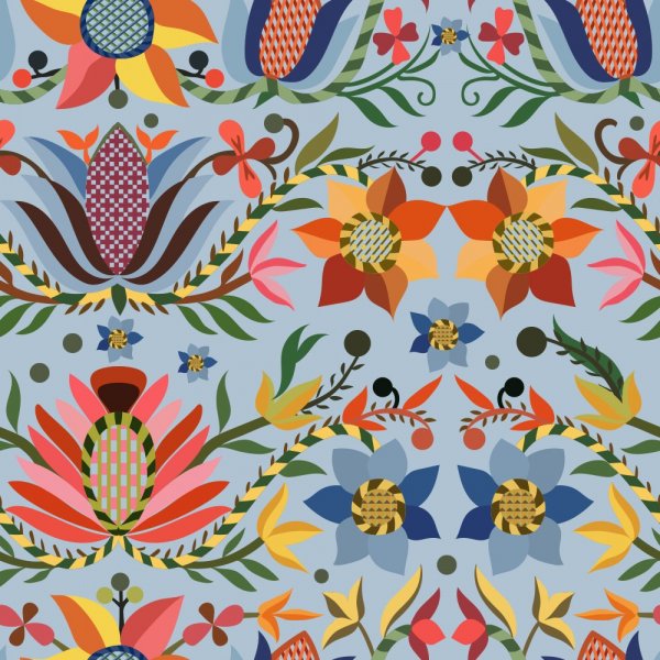 Kuviollinen trikoo 150 cm - Hembygd Blue