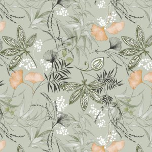Ginko-aiheinen �ljykangas - Vihre�