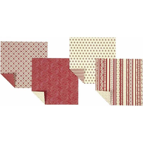 Origami-paperi - punainen/valkoinen - 15 x 15 cm - 50 arkkia