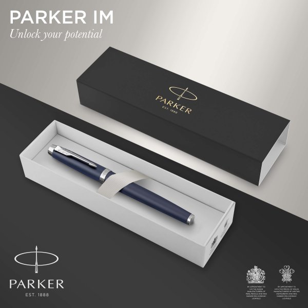 Rollerball kyn Parker IM - Matte Blue CT Rollerball - Hieno musta