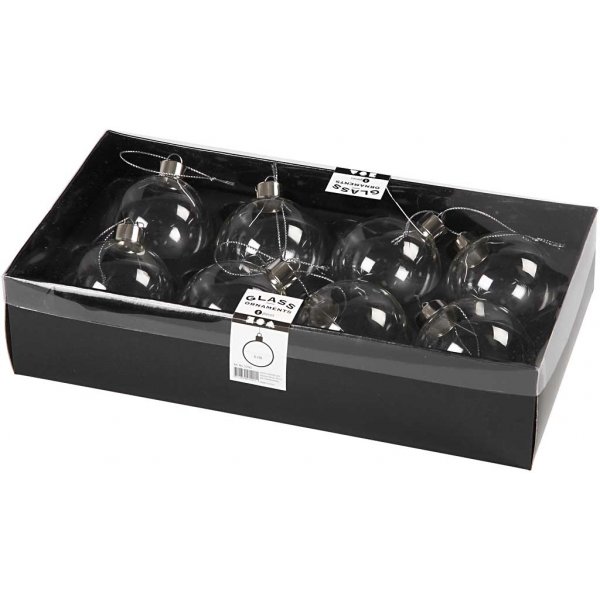 Lasipallot - läpinäkyvät - 8 kpl Lasipallot - läpinäkyvät - 8 kpl