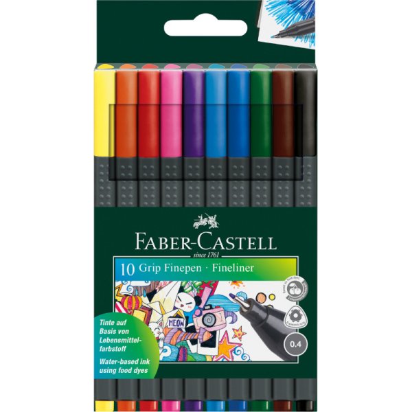 Kuitukynsarja - Faber-Castell - Grip Finepen - 10 vri