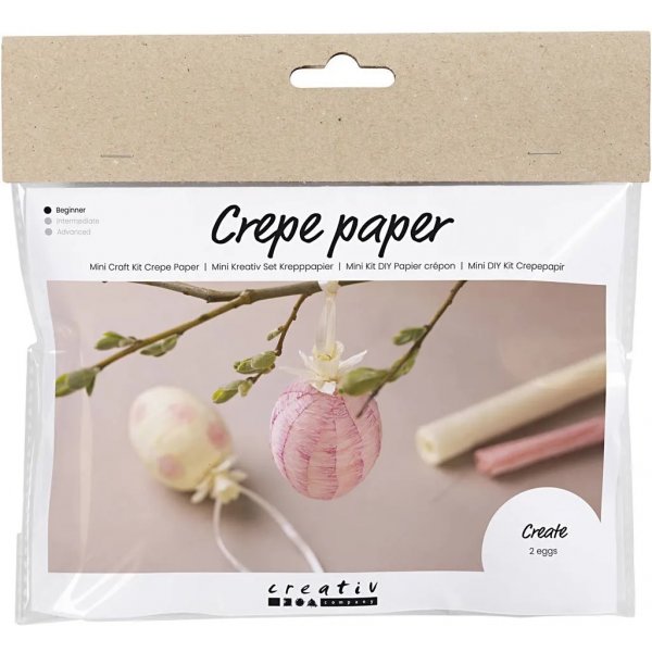 Mini DIY Kit Kreppipaperi, vaaleanpunainen, vaaleankeltainen, munat