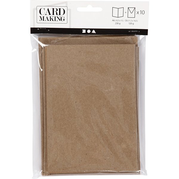 Postikortti kirjekuorella - luonnollinen - 10,5 x 15 cm - 10 kpl