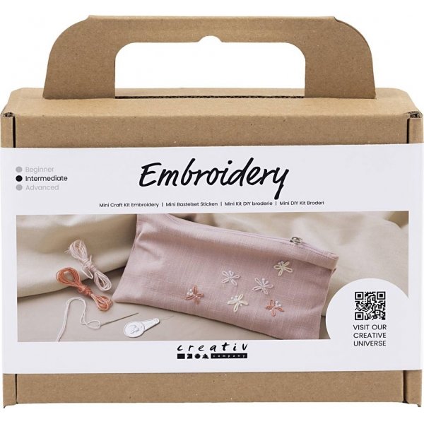 Mini DIY Kit Embroidery - plyinen ruusu - Kirjekuoripussi